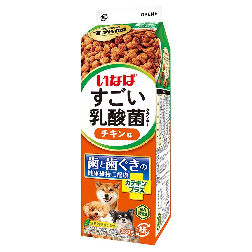 いなば すごい乳酸菌 クランキー牛乳パック チキン味 380gのパッケージ