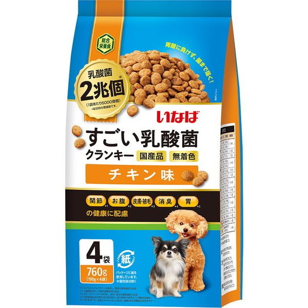 いなば すごい乳酸菌 クランキー チキン味 190g×4袋のパッケージ