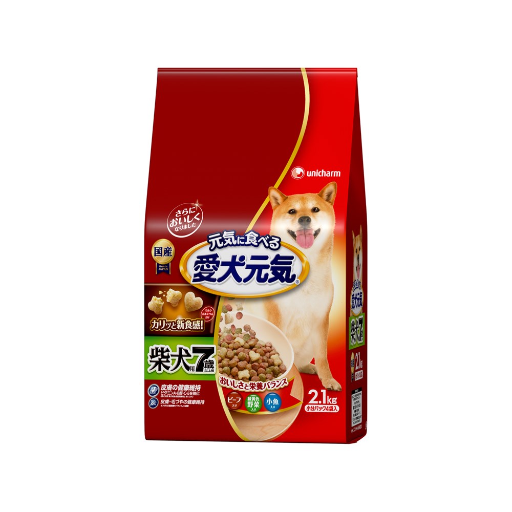 愛犬元気 柴犬用 7歳以上用 ビーフ・緑黄色野菜・小魚入り 2.1kg 商品画像